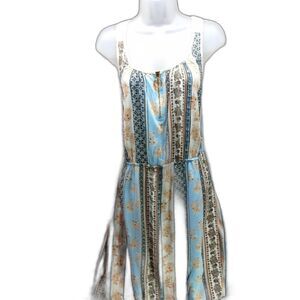 J for Justify Floral Striped Tank Midi 1/4 Front Zip 100% Rayon Women's 2X......